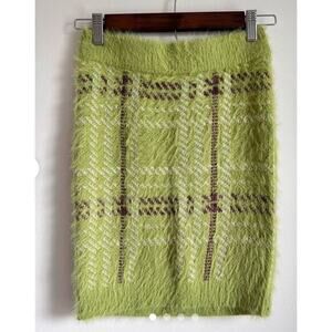 Arizona Women's Green and Brown Skirt XS Eyelash  Brushed Mohair Plaid